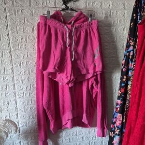 Lauren Moshi Vibrant Pink hoodie terry scribble set
